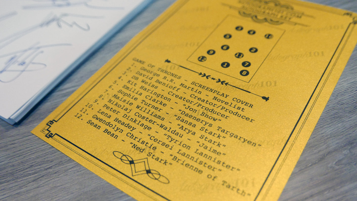 Game of Thrones "Winter is Coming" Pilot Script - Signed